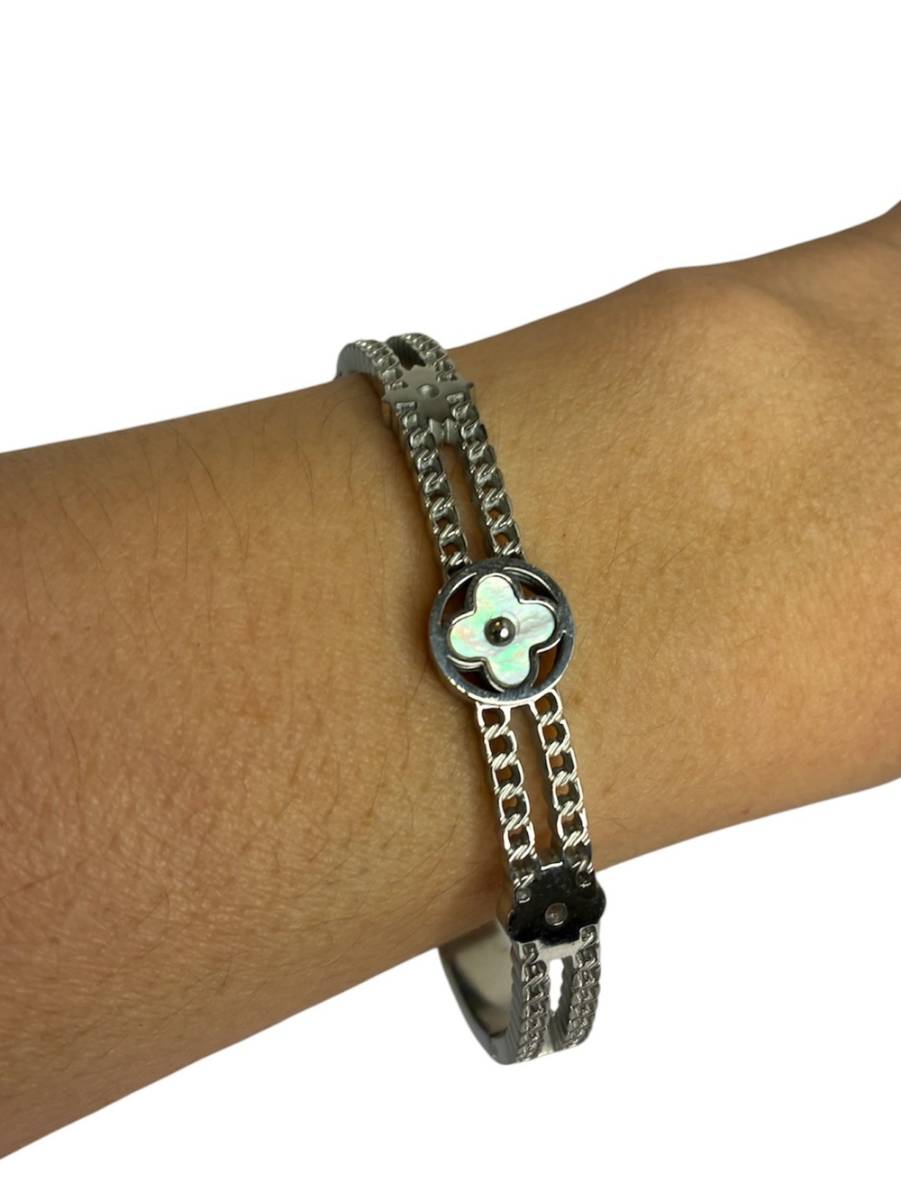 Vintage Sterling Silver Floral Motif Women's Bracelet - Silver